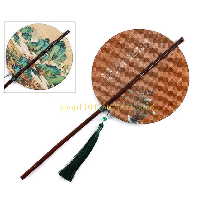Bamboos Fan Round Foldable Hand Fan Ancient Waist Fan Hanfus Costumes Accessory top sale