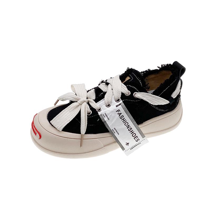 

Потертые парусиновые туфли женские новые модные универсальные одинарные туфли на толстой подошве индивидуальные туфли для доски дышащие белые туфли женские брендовые 35