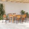 Garden Dining Set 7 Pcs Black Solid Acacia Wood