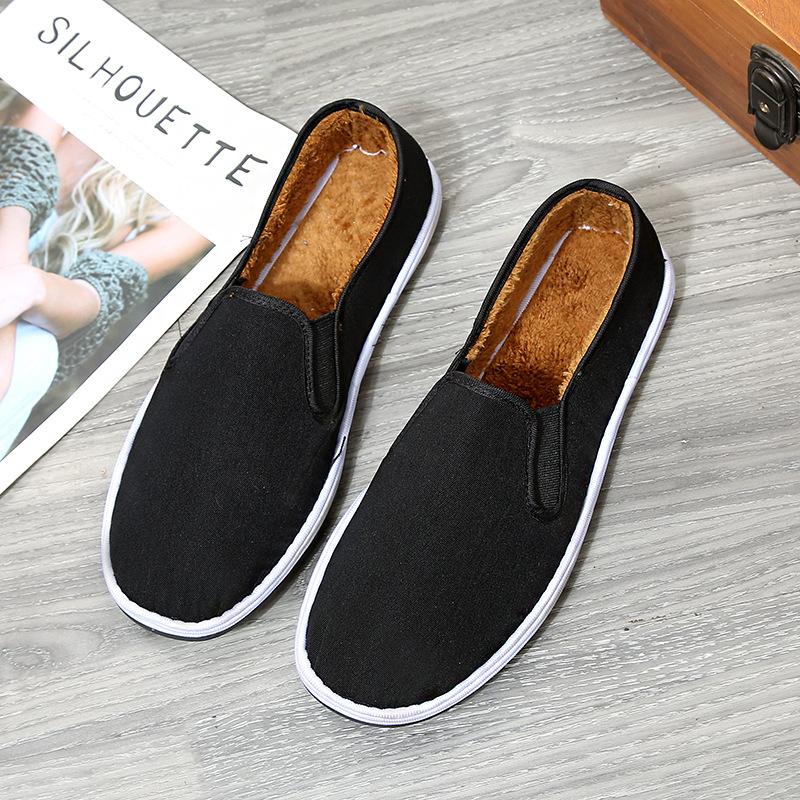 New Cloth Shoes Men's Soft-soled Velvet Cotton Shoes Lasagna Black Cloth Shoes Stall