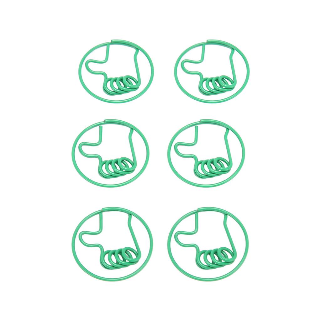 100Pcs Cute Paper Clips Green Thumb Up Style Anti Slip Strong Clamping Fancy Paperclips for Working Study Home