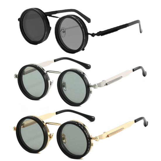 Adjustable Polarized Unisex Sunglasses with ND Filter Lenses Eye Protection Color-Changing Round Frame Outdoor Driving Sunglasses