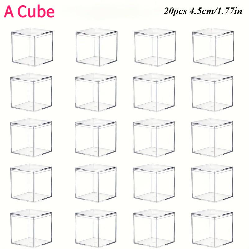 

20pcs Clear Acrylic Display Boxes with Lids Transparent Square Cube Containers Gift Box for Cookies Candies Flowers Home Decor