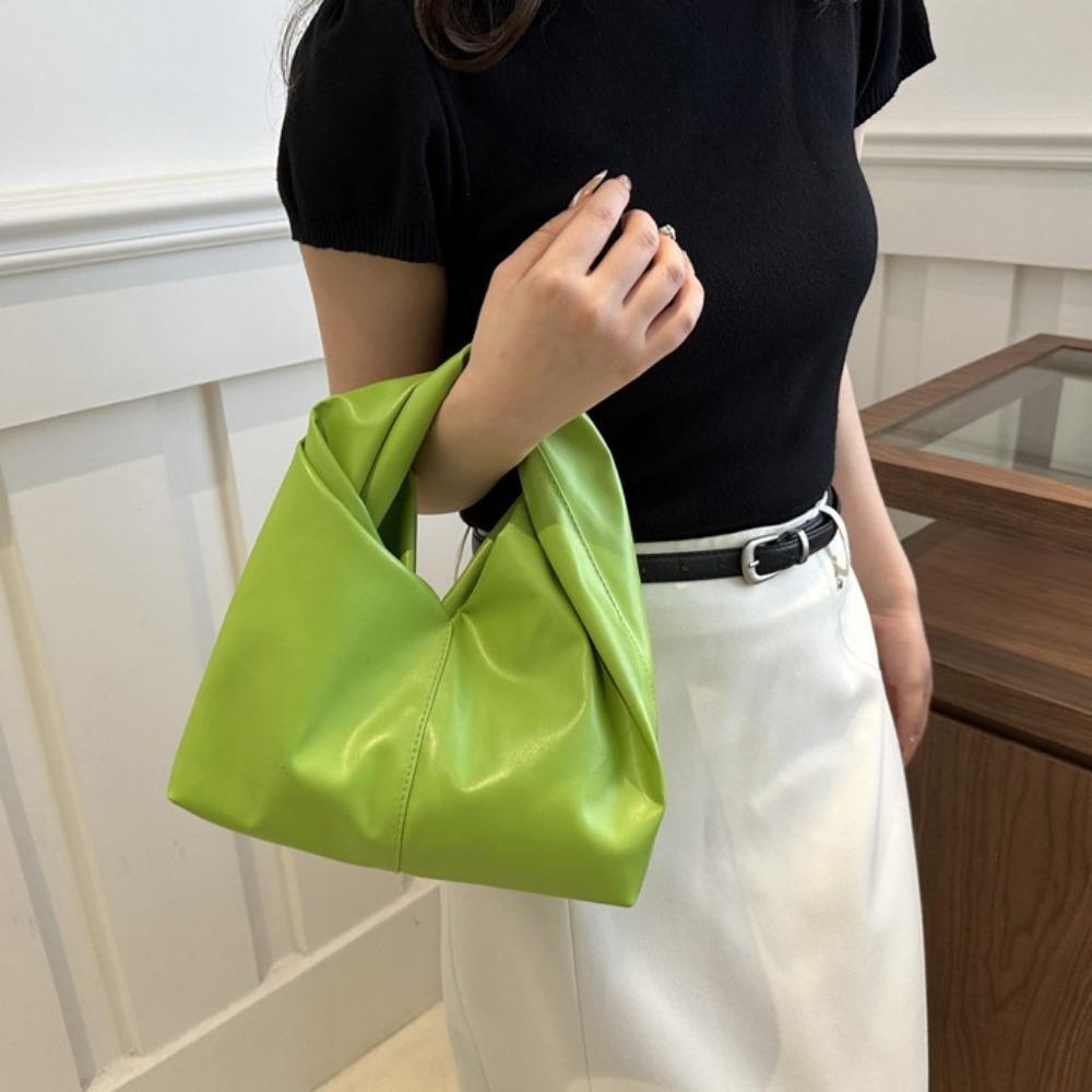 

Large Capacity Simple Pleated Handbag Square Single-shoulder Bag Portable Women Tote Bag Girls білий