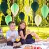 Green Leaf Fan Background Decoration Hanging Festival Paper Leaves Decoration Handmade DIY Birthday Hanging Decor
