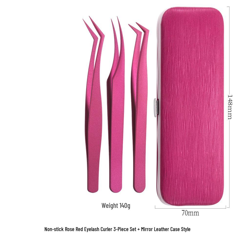 Non-stick Tweezers for False Eyelashes - Beginner & Professional Lash Artist Tool, Golden Feather Clip