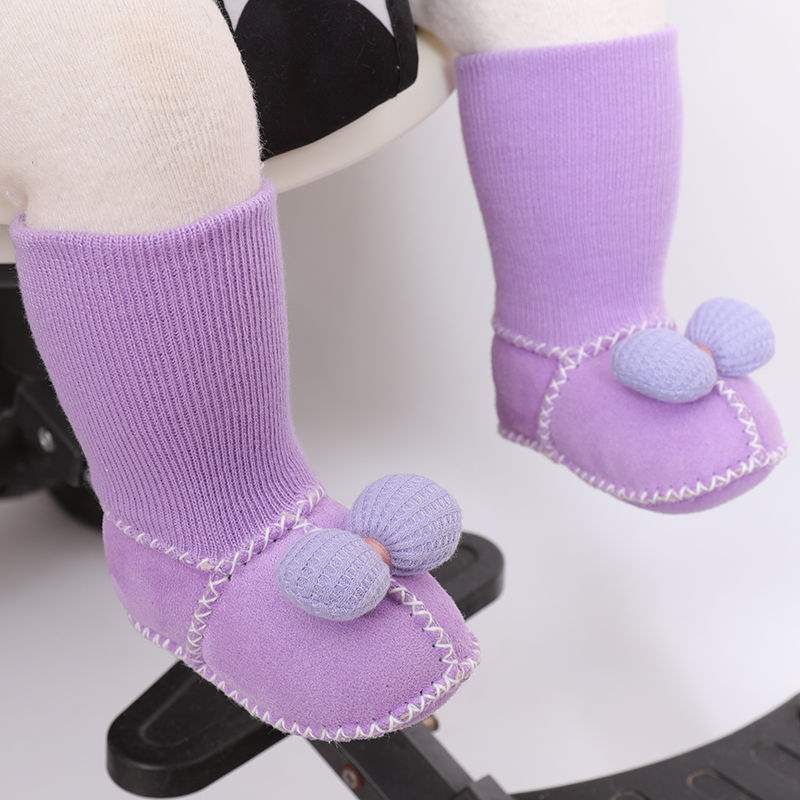 Winter Soft-soled Newborn Baby Cotton Shoes 0-6 Months Thickened Baby Anti-drop Socks Shoes Keep Warm and Do Not Lose Fluff Shoes