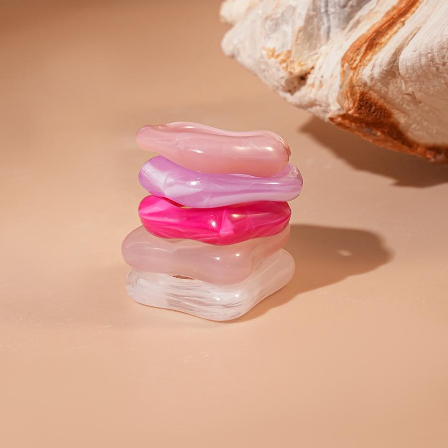 Пятиэлементное акриловое неровное квадратное круглое кольцо простое украшение