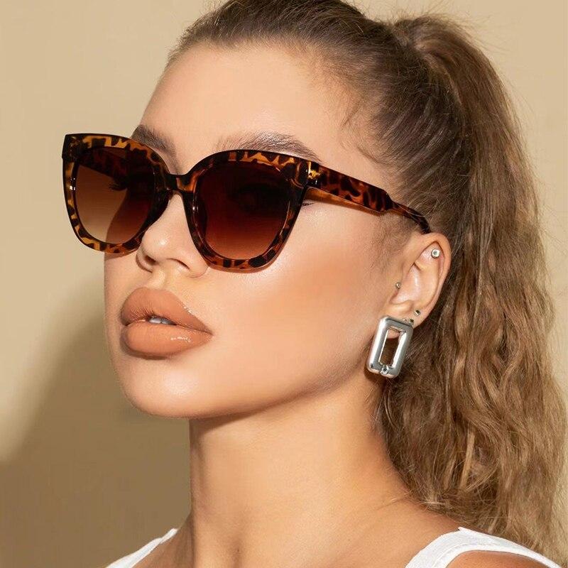Vintage Leopard Round Sunglasses Woman Fashion Cat Eye Mirror Sun Glasses Female Brand Designer Classic Gradient Oculos De Sol