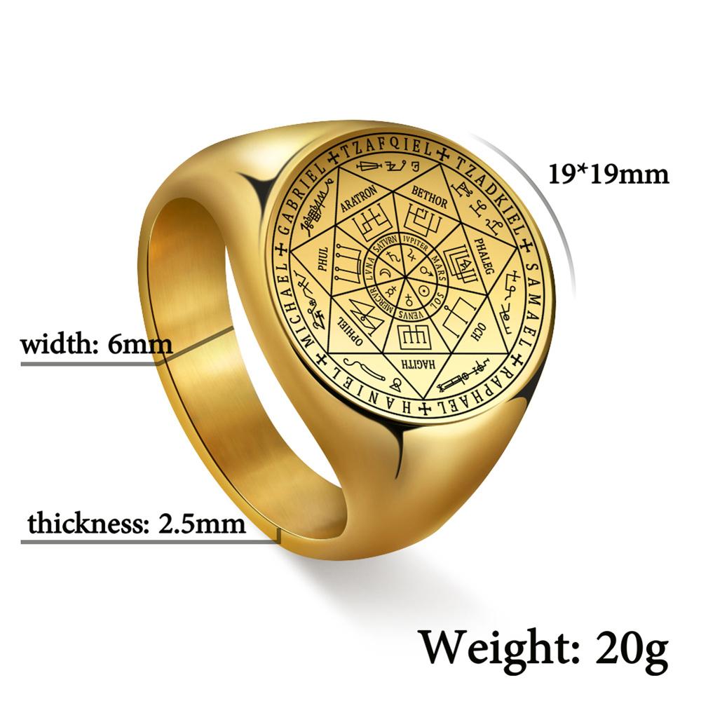 EUEAVAN Zegel van De Zeven Aartsengelen Ring Salomo Kabbala Talisman Hexagram Ringen voor Mannen Geheimen van het Universum Amulet Sieraden