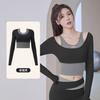 New women's running fitness tight fake two-piece sports top long-sleeved yoga clothes