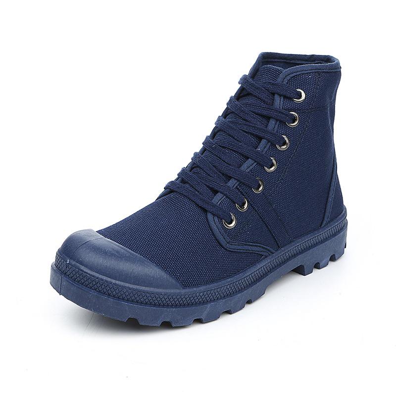 

Сапоги из парусины в стиле ретро унисекс: Осенне-зимняя повседневная обувь средней длины 45 синий