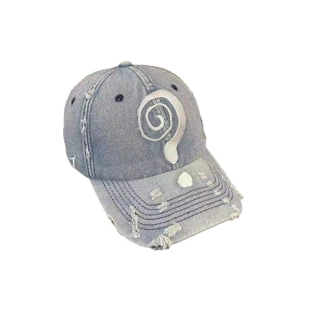 Retro Men Baseball Cap Hole Sun Hat Simple Embroidery Casquette Hats  Cycling синий