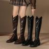 Autumn and winter but knee boots women pointed thick heel knight boots rear zipper slim design boots soft leather low heel