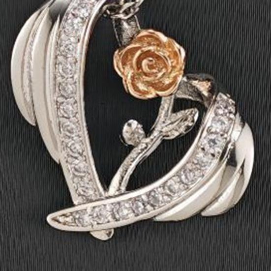 Valentine Day Necklace 3D Rose Heart Pendant Adjustable Length Necklace Clavicle Necklace Cubic Zircon Inlaid Charm Necklace