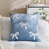 Throw Pillowcase Velvet Soft Decorative Cover Bow Pattern Multiple Sizes Cushion Case Sofa Bedroom Chair
