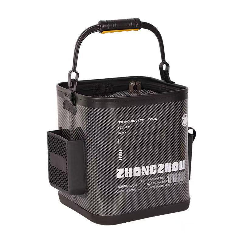 Foldable Multi-Purpose EVA Fishing Bucket: Portable Live Fish Keeper and Lure Container for Outdoor Use.
