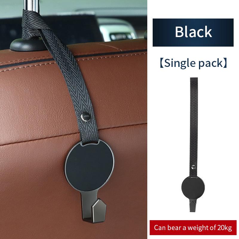 

1 шт. Универсальный крючок для спинки сиденья автомобиля, портативный металлический кожаный автомобильный зажим для крепления, держатель для вешалки для продуктовых сумок, крючок для вешалки на подголовник автомобиля чёрный