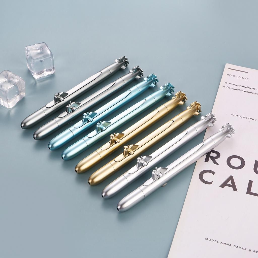 10-Piece Creative Stationery set, submarine-shaped gel pens, spaceship-shaped gel pens, black ink, student prize.