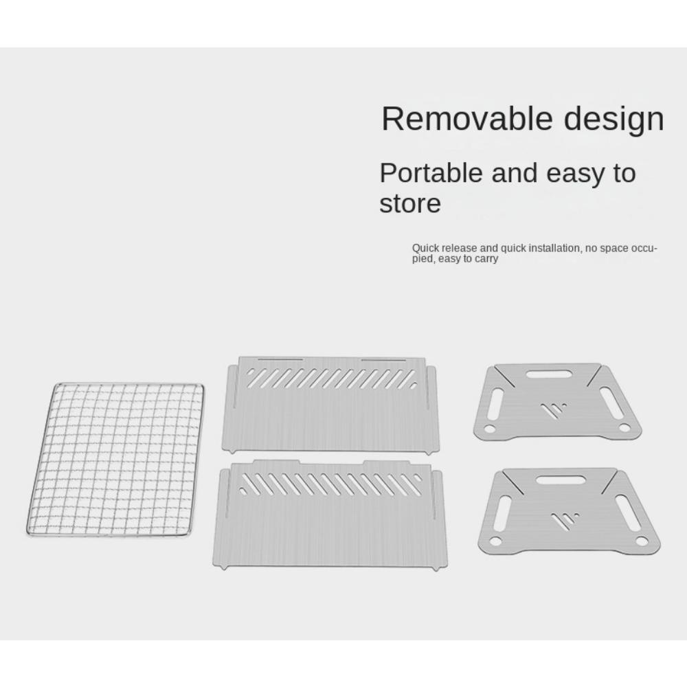 Bærbar sammenleggbar komfyr for utendørs piknik, campingutstyr, kjøkkenutstyr, kullgrill i rustfritt stål