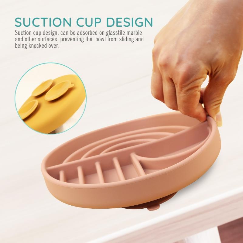 Dog Cat Pet Slow Food Bowl Cat Anti-Knockover Anti-Slip Food Bowl Puppy Anti-Choking Silicone Feeder Toy Food Plate Pet Supplies
