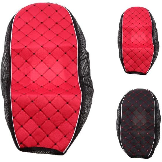 Red Motorcycle Scooter Moped Seat Cover Anti-Slip Cushion Pad PU Leather Waterproof, M/L/XL, M