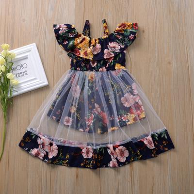 US Toddler Baby Girl Strap Floral Mesh Short Jumpsuit Hawaii Beach Party Dresses