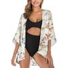 Women Chiffon Floral Print Kimono Loose Half Sleeve Shawl Cardigan Cover Up Tops