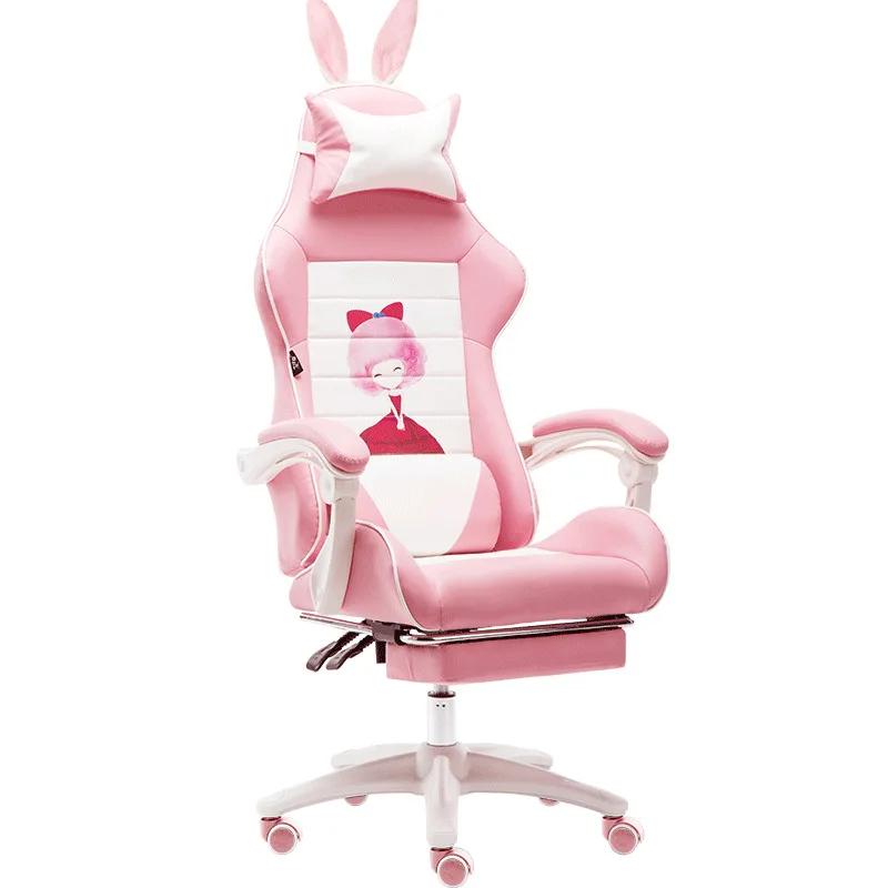 Gamer Chair with Rabbit Ear Design-Reclining & Rotating,Ergonomic for Women, Suitable for Competitions,Household &Live Streaming