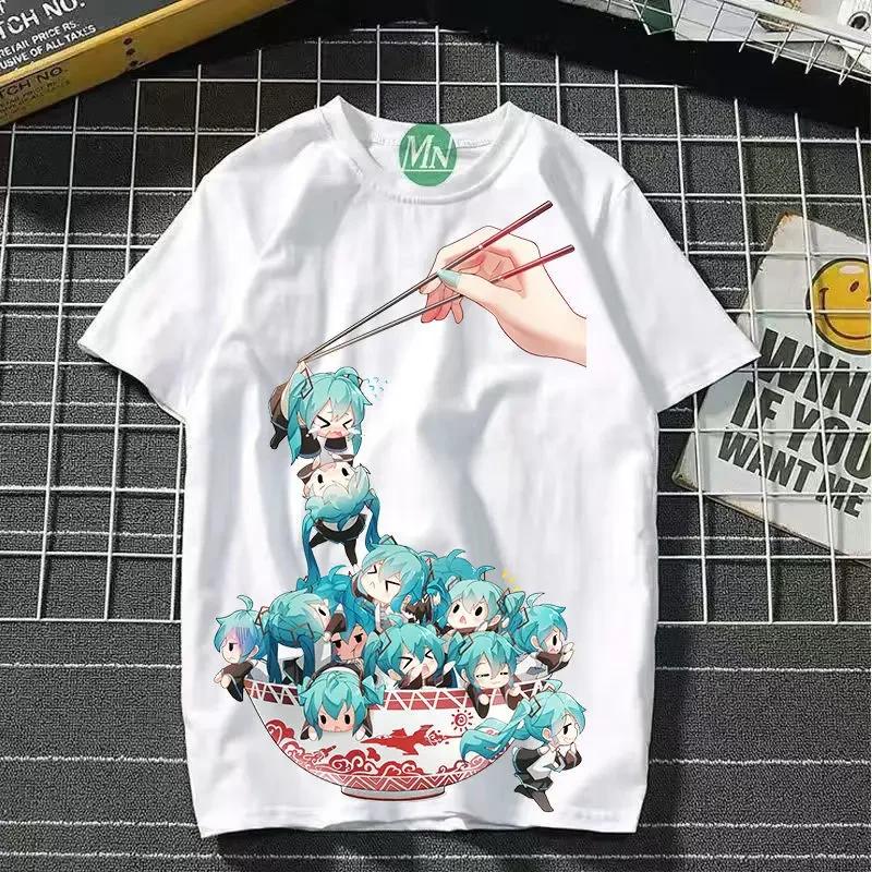 TXHatsune Miku Co-branded Animation 2D Short-sleeved T-shirt Cartoon Comic Printing Student Ladies Short-sleeved Clothes New Style