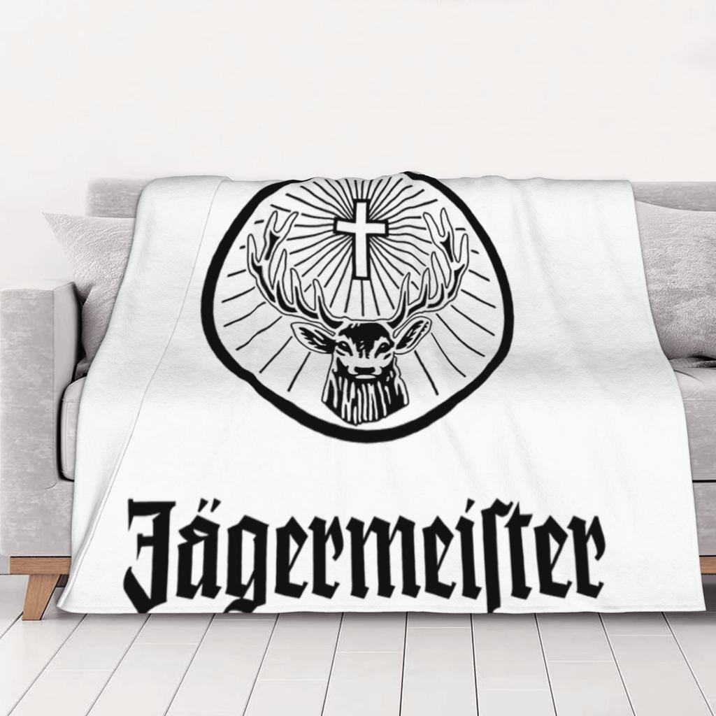 1PC jJägermeister Deer Head Black Jägermeister home room decorations Winter Blankets for Adults Bedding Home Interior Sofa Knee