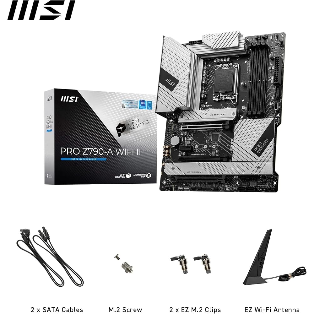 MSI PRO Z790-A WiFi II ATX Motherboard - Supports Intel Core 14, 13th and 12th Generation Processors, LGA 1700-80A SPS VRM, DDR5 Memory Boost 7800+MT/