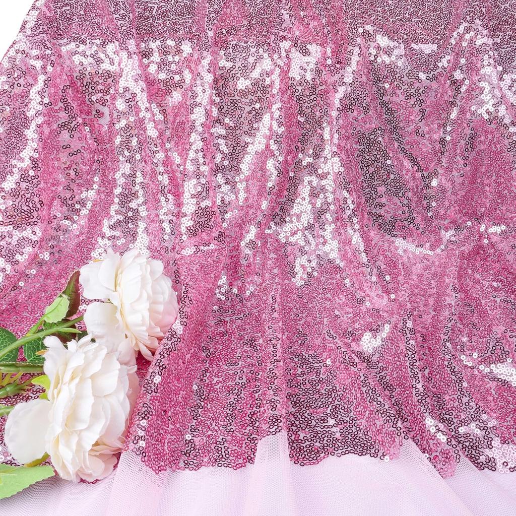 Encrypted 3mm Sequin Fabric Flashing Chip Embroidered Mesh Wedding Tablecloth Decor Dress Clothing Wedding Birthday Home Decor