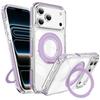 iPhone 17 Pro Max Magnetic Transparent Case with Two-Color Rotating Stand for Apple 16/15 Pro