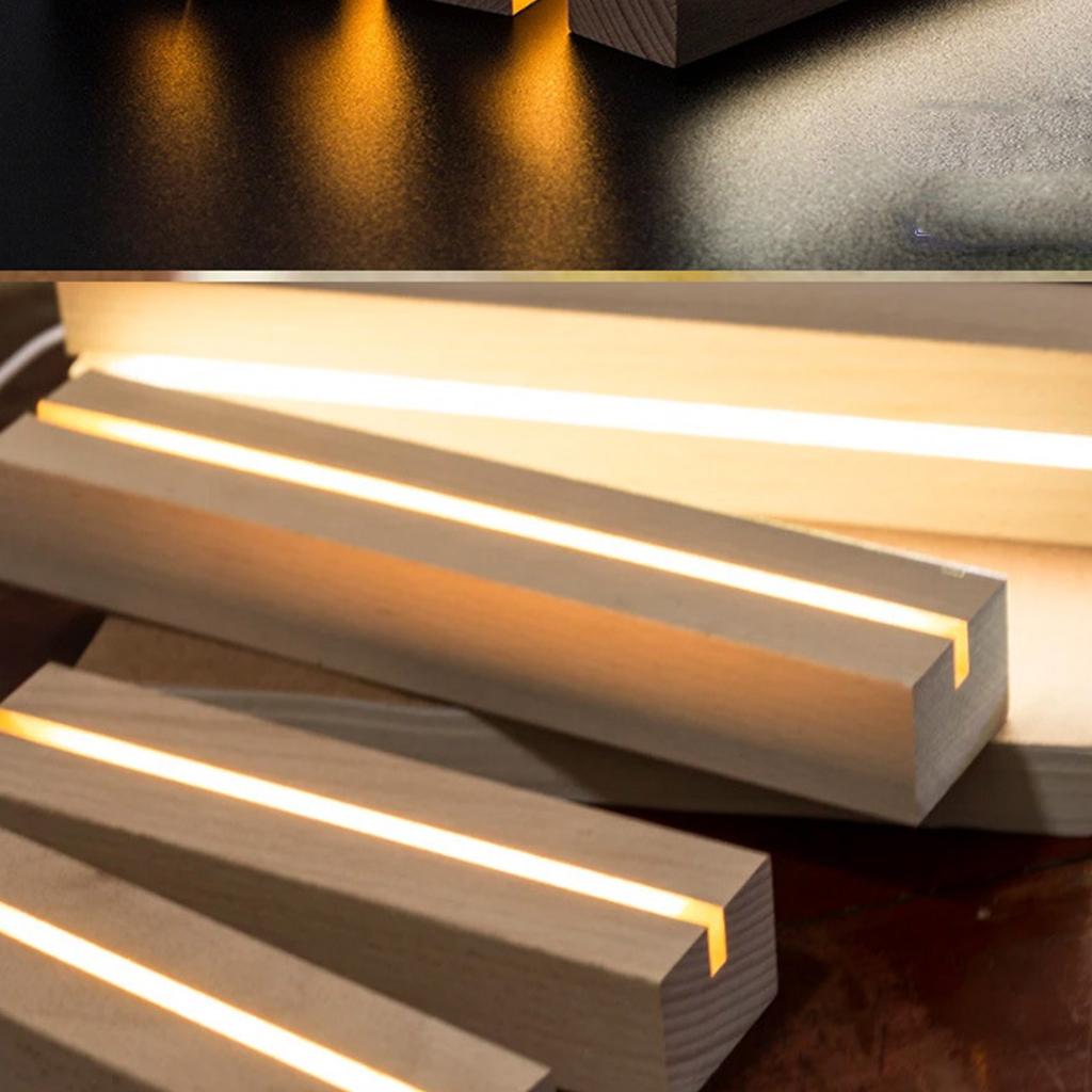 Wooden LED Lights Display Base for Resin Art Wooden LED Light Display Stand