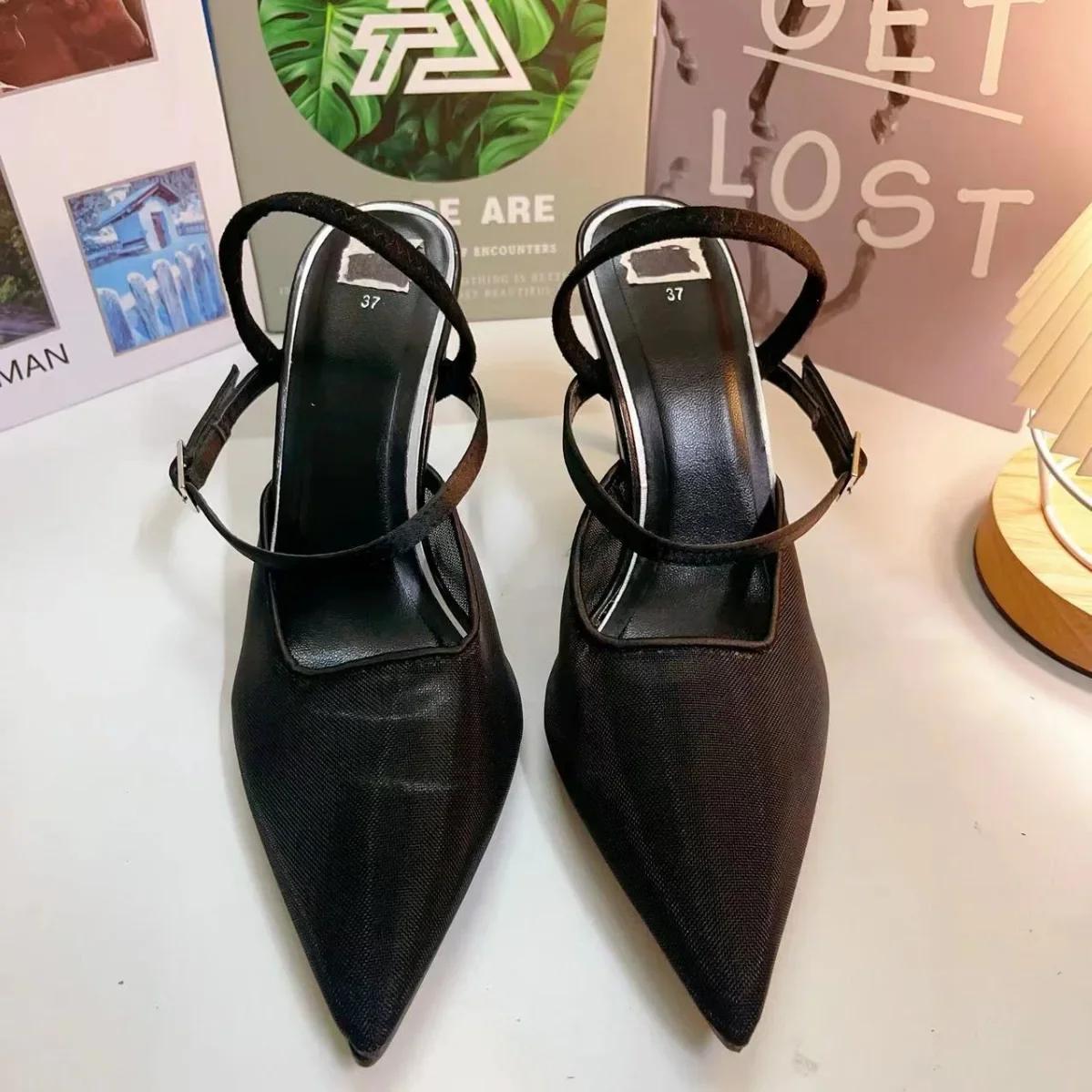 

Весна Осень Новые Изысканные Женские Босоножки На Высоком Каблуке Простые Модные Универсальные Босоножки Тонкий Каблук Небольшой Носок Классные Тапочки ZA 42 чёрный