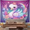 Elegant Swan with Floral Rainbow Decor Pattern Wall Hanging Tapestry Decorative Tapestry Home Decor for Bedroom and Living Room