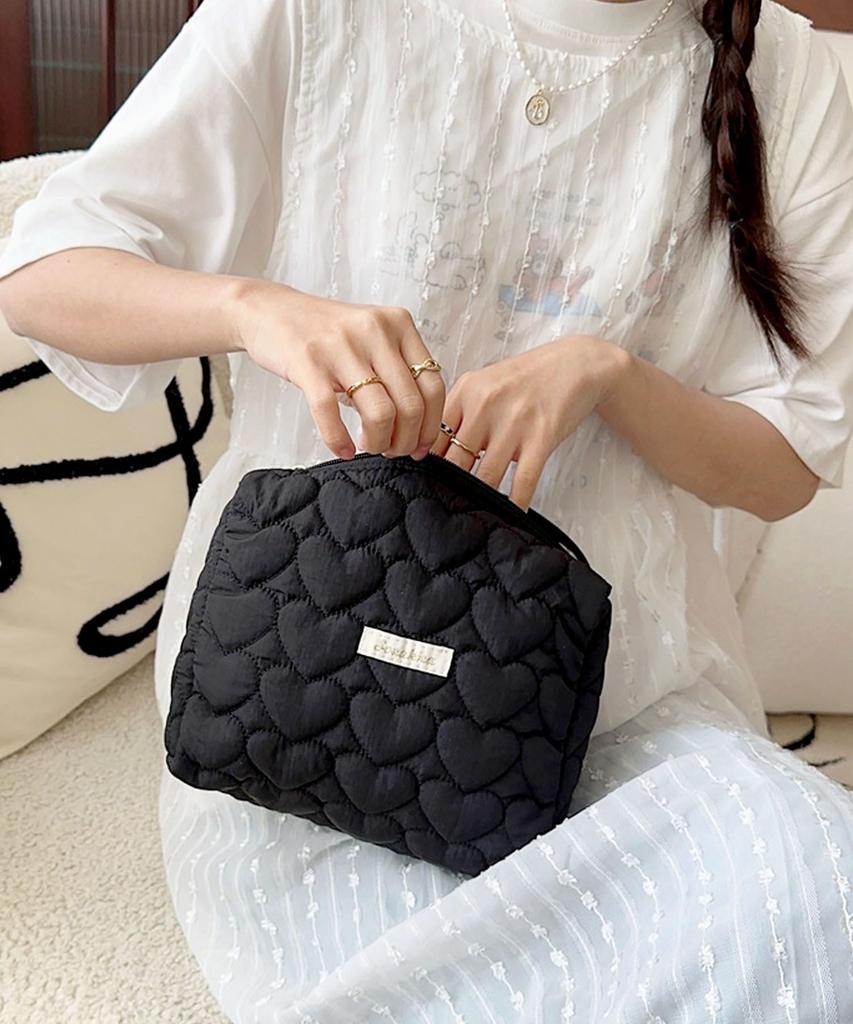 Ninon Kleine Kosmetiktasche Gesteppt Groß Reise Make-up Schwarz [ninon] Beutel, Groß, Organizer, Beutel, Stilvoll, Rechteckig, Taschentuch, Herzförmiges Design,