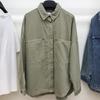 Women's Washed Blue Denim Shirt Jacket with Pocket Embellishments - European & American Style, Autumn Collection
