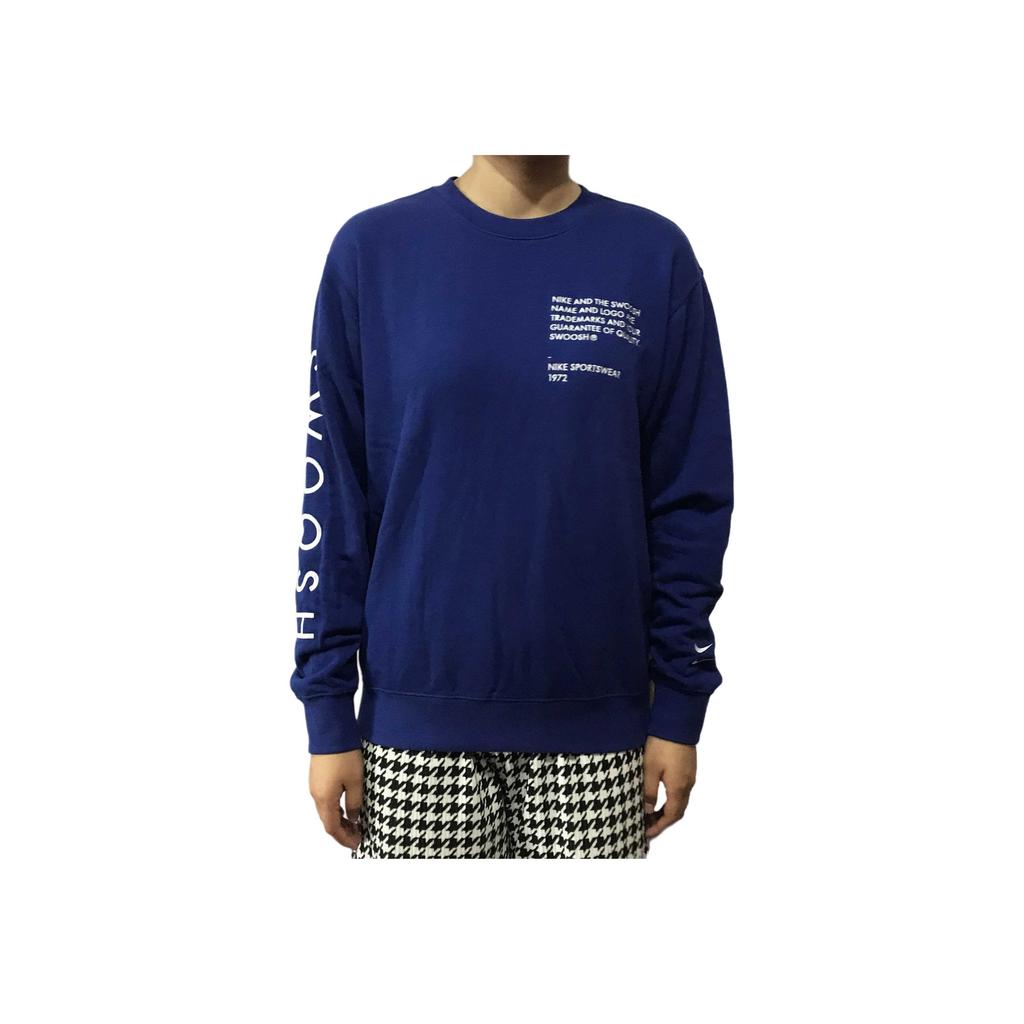 Nike French Terry Crew Neck Sweatshirt with Embroidered Swoosh Unisex Tops Deep-Royal-Blue DJ0466-455
