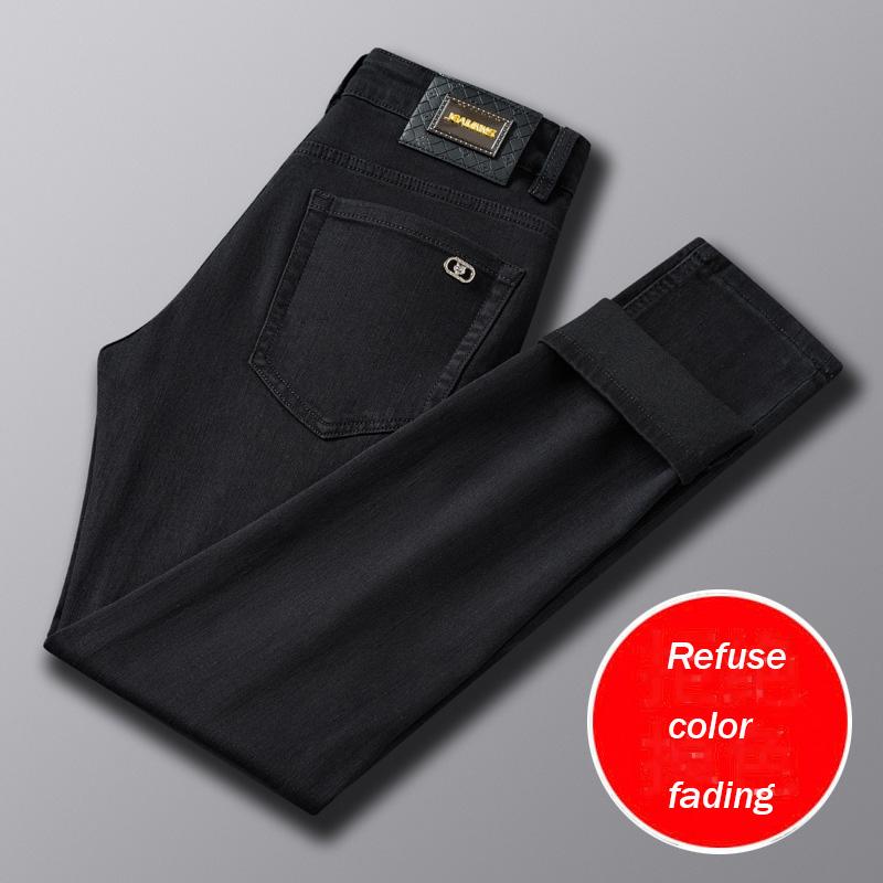 

Осенние и зимние мужские черные джинсы Slim Fit Small Feet High-End Light Luxury Business Stretch Universal Casual Брюки 38