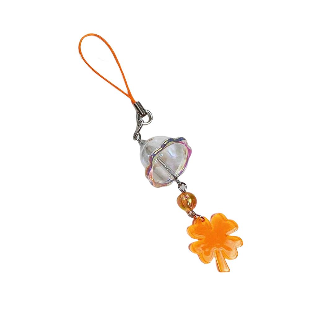 Practical Acrylic Clovers Leaf Mobile Chain with Crisp Sound Portable Accessory Good Luck Charm for Trendy Women