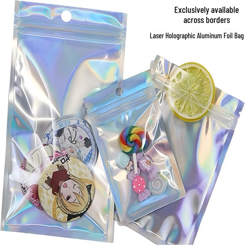 Iridescent Self-Sealing Zipper Bag for Jewelry, Cosmetics, and Electronics