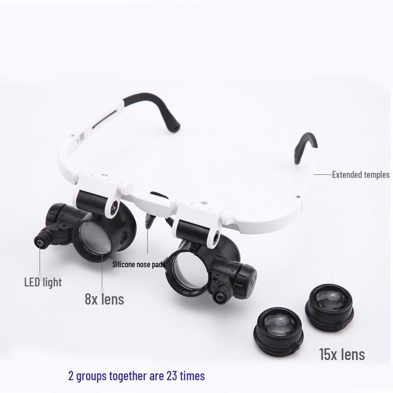 9892H-1 Eyeglass-Style Magnifier with LED Lights for Mechanical Repairs