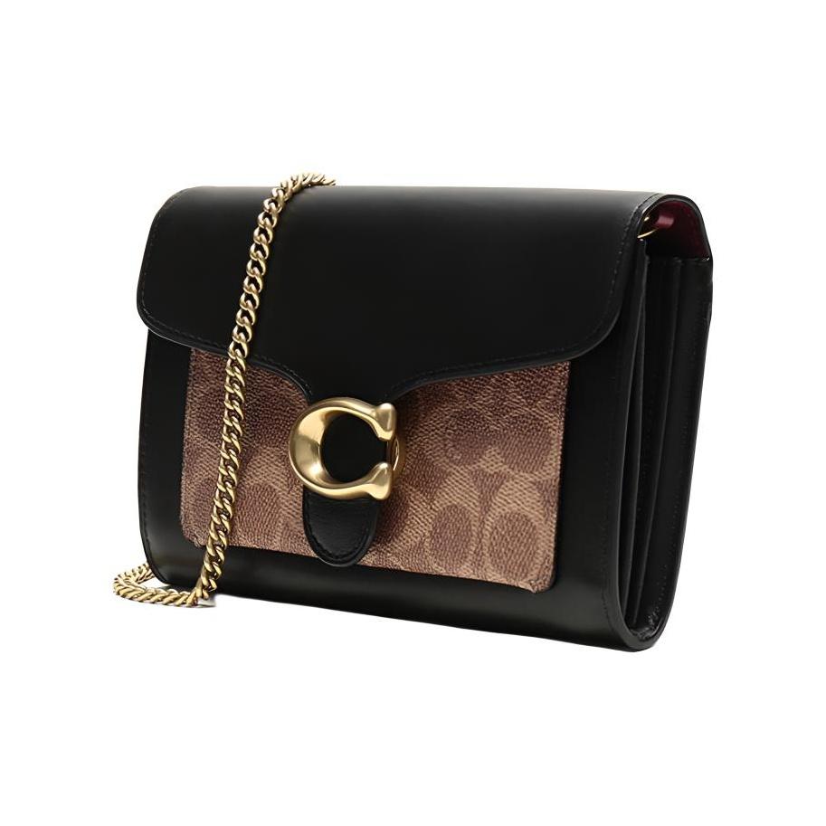 Coach Tabby Signature Canvas Chain Crossbody Bag, Black Leather, Fashion Shoulder Bag for Daily Use 86094-B4OOH