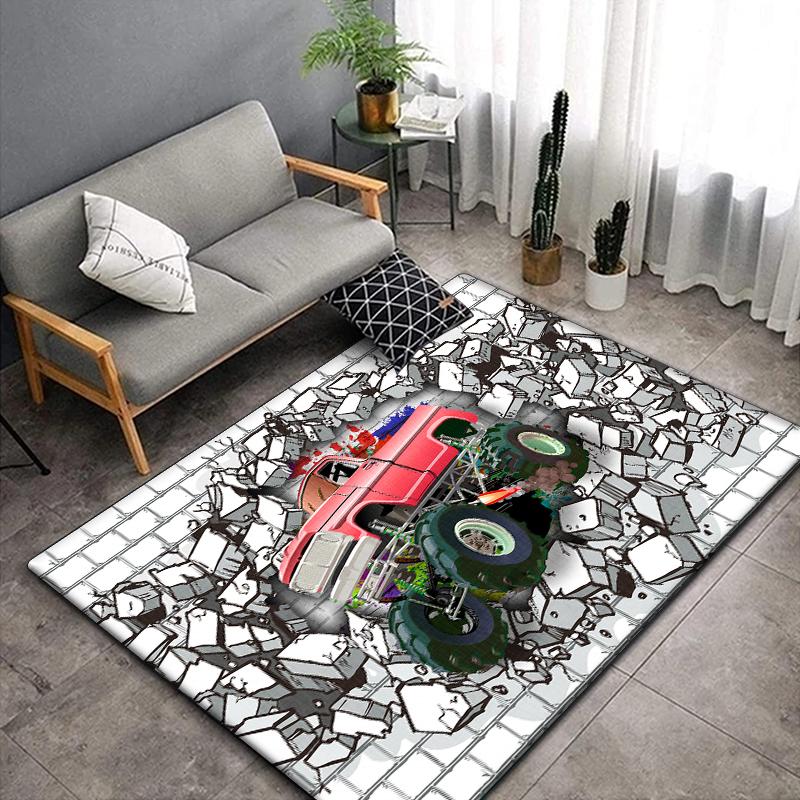 3D Vintage Car Area Rug Large,Carpet Rug for Living Room Bedroom Sofa Decoration,Doormat Kitchen Non-slip Floor Mat Picnic  Camp