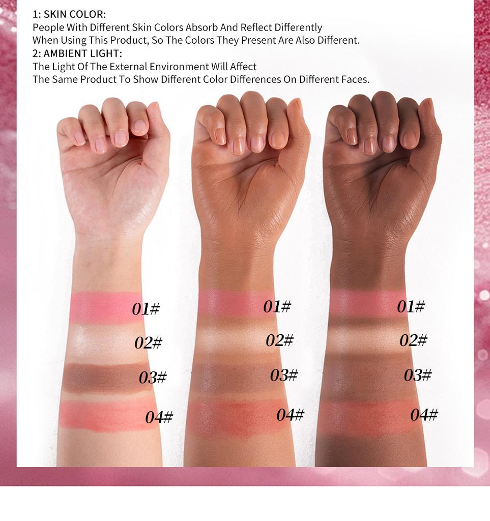4PCS Clubday Q Matte Jelly Blush Rouge All-in-One Makeup Facial Contour Grooming Brightening Stick