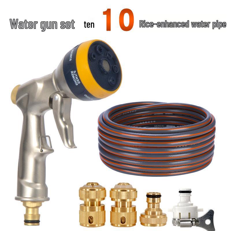 High-Pressure Car Wash & Garden Hose Nozzle with Brush - Multi-functional for Rinsing, Watering, and Cleaning.