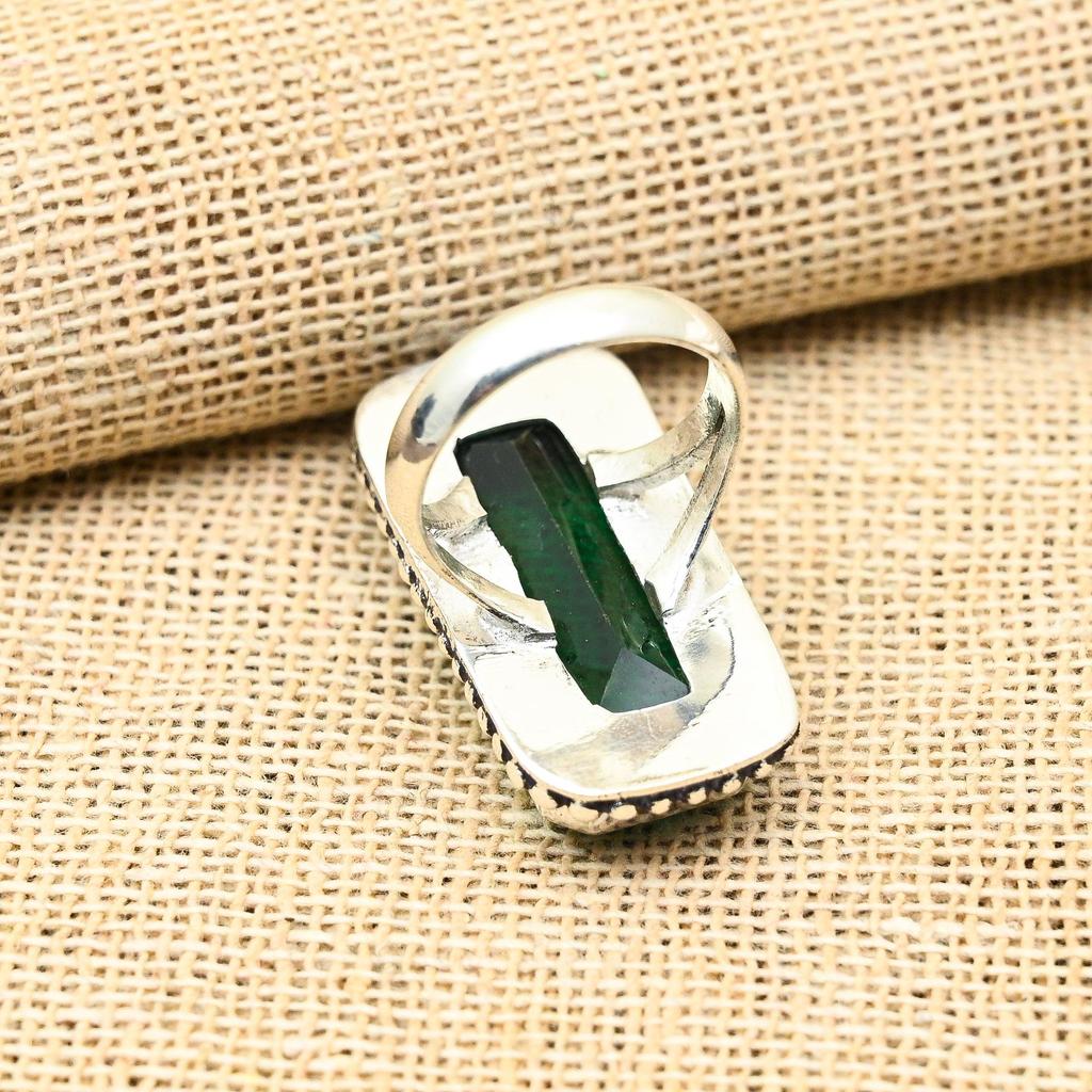 Impresionante Gema de Diópsido Cromado Hecho a Mano Joyería de Plata de Ley 925 Anillo Para Mujer