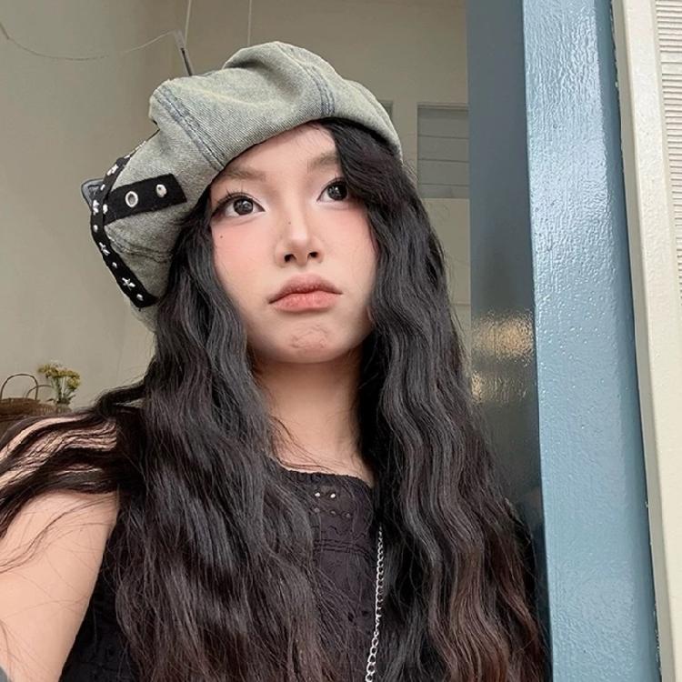 Aesthetic Studded Cats Ear Caps Cotton Adjustable Headwear Vintage Unisex Design For Cosplay Streetwear Outfit